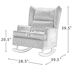 Kirklands Home Accent Chairs|Taupe Upholstered Natural Base Wingback Rocker Tan