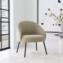 Kirklands Home Accent Chairs|Taupe Velvet Modern Accent Chair Tan