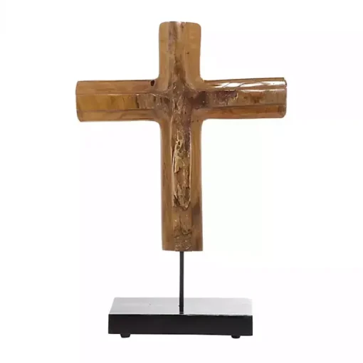 Best Teak Wood Floating Cross Tabletop Sculpture Statues & Figurines