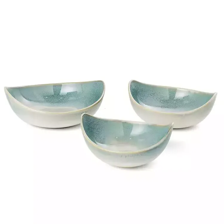 Discount Teal & White Ceramic Decorative Bowls, Set of 3 Decorative Bowls & Jars