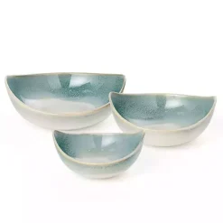 Discount Teal & White Ceramic Decorative Bowls, Set of 3 Decorative Bowls & Jars