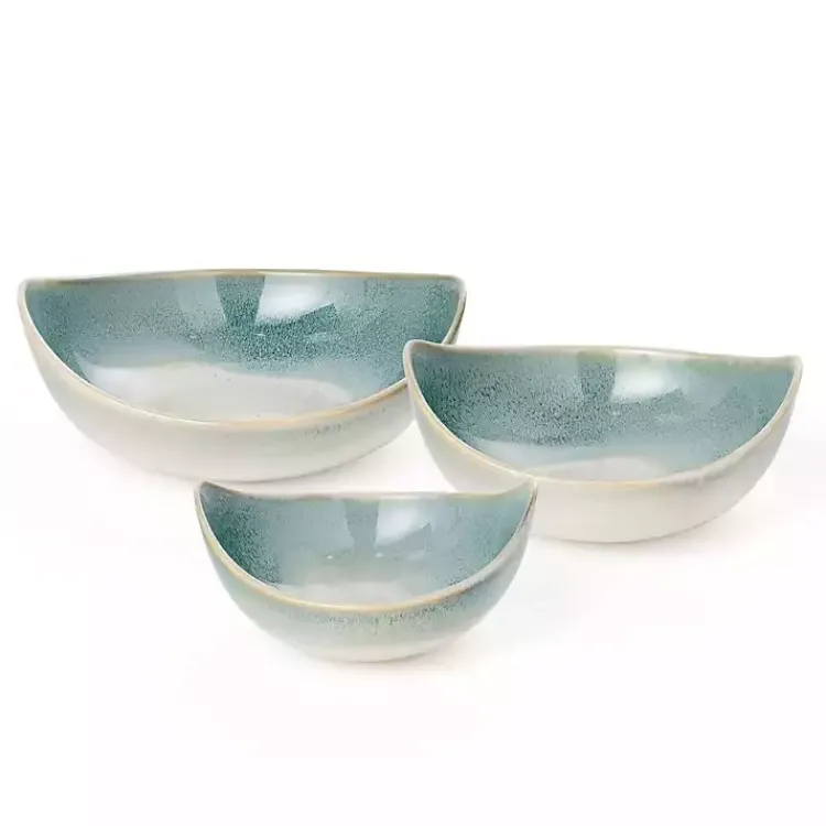 Discount Teal & White Ceramic Decorative Bowls, Set of 3 Decorative Bowls & Jars