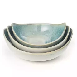 Discount Teal & White Ceramic Decorative Bowls, Set of 3 Decorative Bowls & Jars