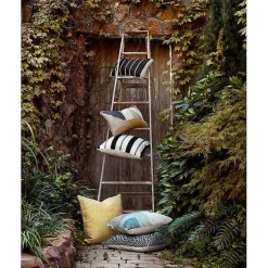 Kirklands Home Outdoor Cushions & Pillows|Teal and Brown Abstract Outdoor Pillow