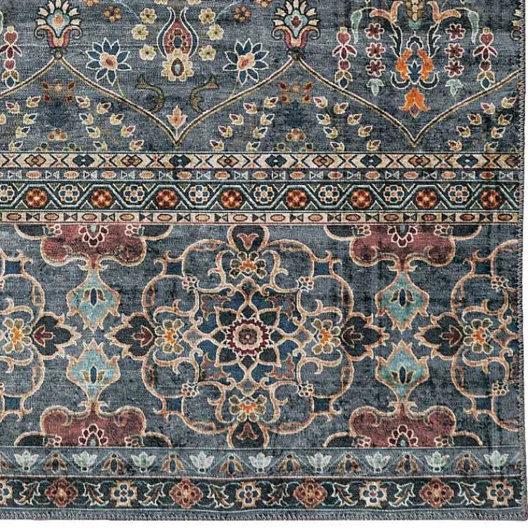 Kirklands Home Area Rugs|Teal and Ivory Grant Washable Area Rug, 5x7 Blue