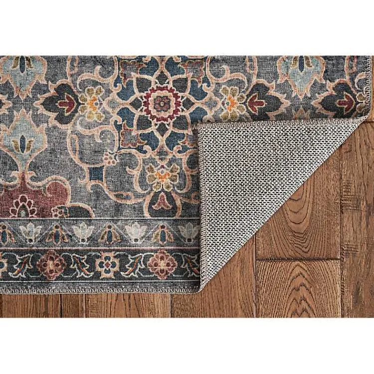 Kirklands Home Area Rugs|Teal and Ivory Grant Washable Area Rug, 5x7 Blue