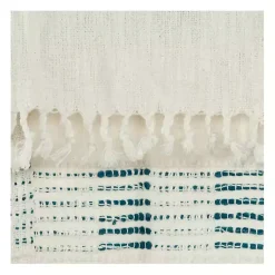 Online Teal and Ivory Woven Stripe Throw Blankets & Throws