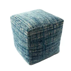 Hot Teal Distressed Geo Ultra-Soft Pouf Poufs & Floor Cushions