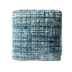 Hot Teal Distressed Geo Ultra-Soft Pouf Poufs & Floor Cushions