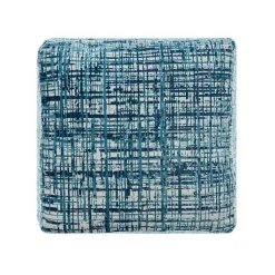 Hot Teal Distressed Geo Ultra-Soft Pouf Poufs & Floor Cushions