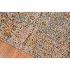 Kirklands Home Area Rugs|Teal Eaton Bordered Runner Blue