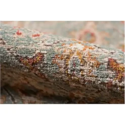 Kirklands Home Area Rugs|Teal Eaton Bordered Runner Blue