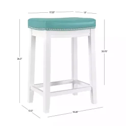 Kirklands Home Bar Stools & Counter Height Stools|Teal Faux Leather Claridge Counter Stool Blue