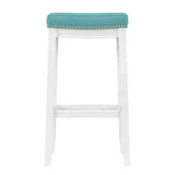 Kirklands Home Bar Stools & Counter Height Stools|Teal Faux Leather Claridge Bar Stool Blue