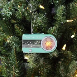 Hot Teal Mini Radio LED Christmas Ornament Christmas Ornaments