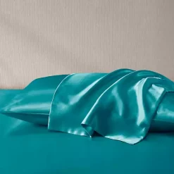 Kirklands Home Bed Sheets|Teal Satin Standard 2-pc. Pillow Case Set Blue