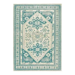 Kirklands Home Area Rugs|Teal Seraz Washable Area Rug, 5x7