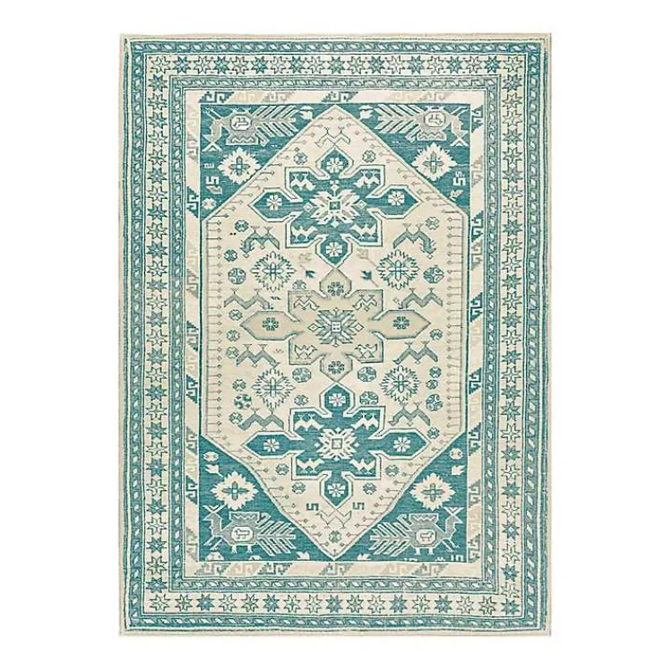 Kirklands Home Area Rugs|Teal Seraz Washable Area Rug, 5x7