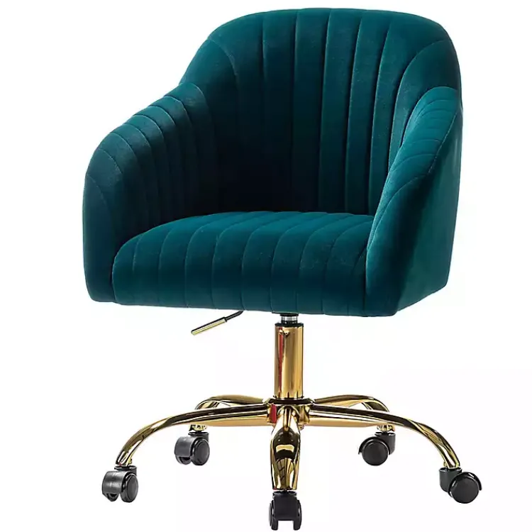 Kirklands Home Office Furniture|Teal Velvet Swivel Jacyln Office Chair Blue