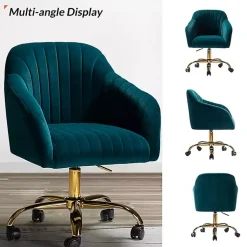 Kirklands Home Office Furniture|Teal Velvet Swivel Jacyln Office Chair Blue