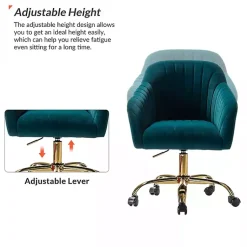 Kirklands Home Office Furniture|Teal Velvet Swivel Jacyln Office Chair Blue