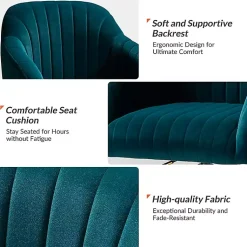Kirklands Home Office Furniture|Teal Velvet Swivel Jacyln Office Chair Blue