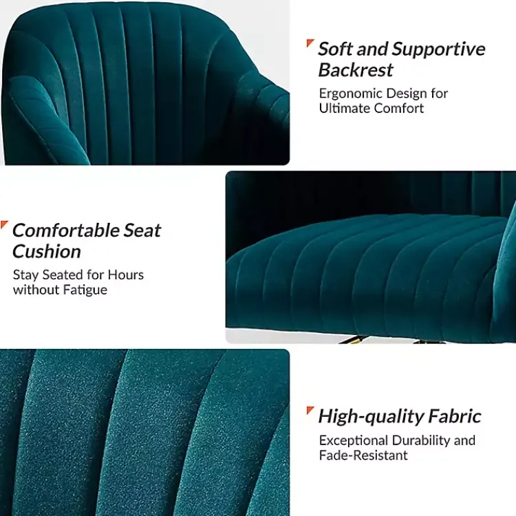 Kirklands Home Office Furniture|Teal Velvet Swivel Jacyln Office Chair Blue