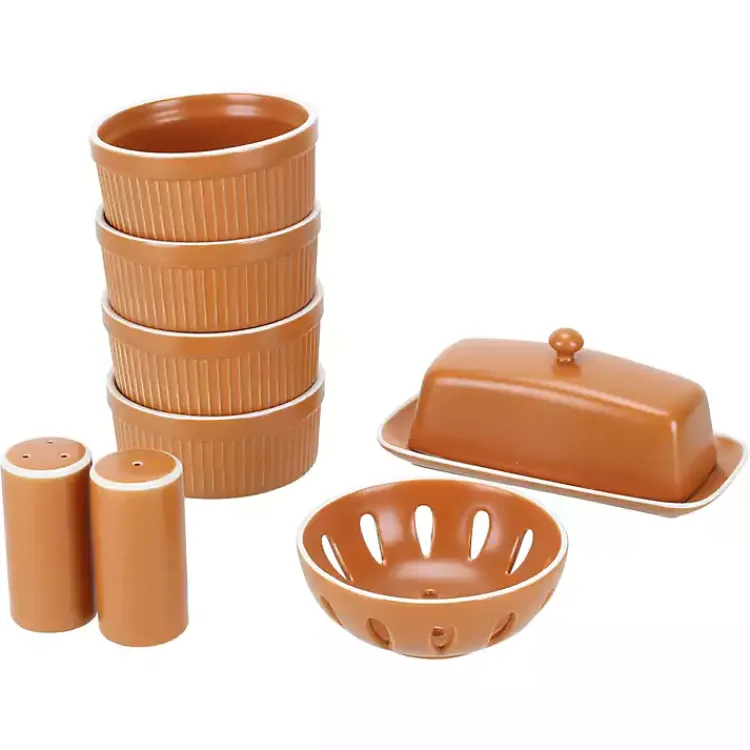 Kirklands Home Kitchen Accessories|Tempo Terracotta 7-pc. Countertop Accessory Set Brown