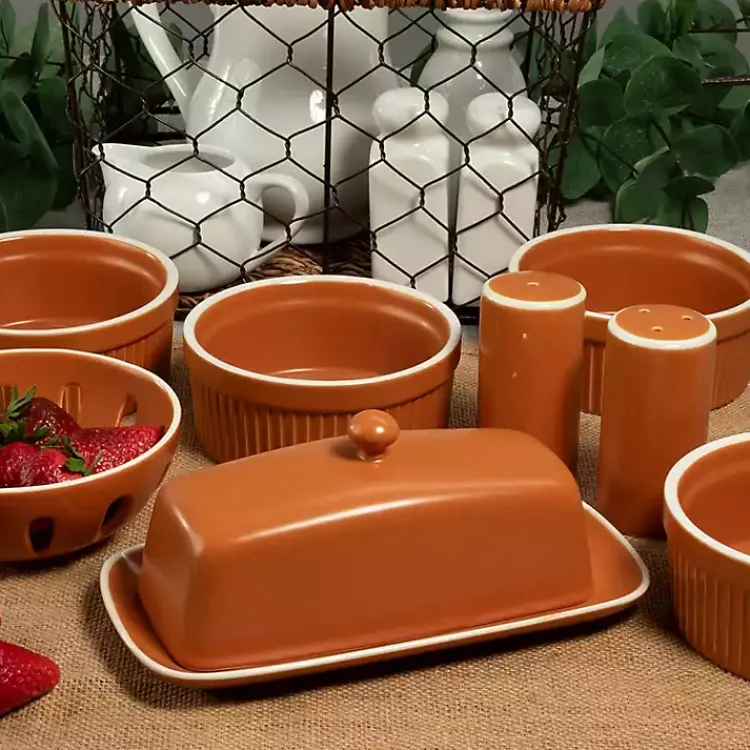 Kirklands Home Kitchen Accessories|Tempo Terracotta 7-pc. Countertop Accessory Set Brown