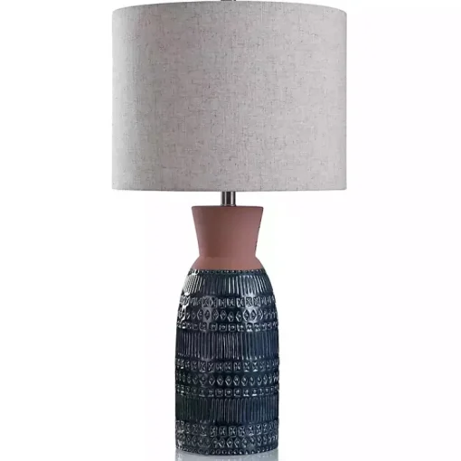 Kirklands Home Table Lamps|Terracotta and Dark Ceramic Table Lamp Blue