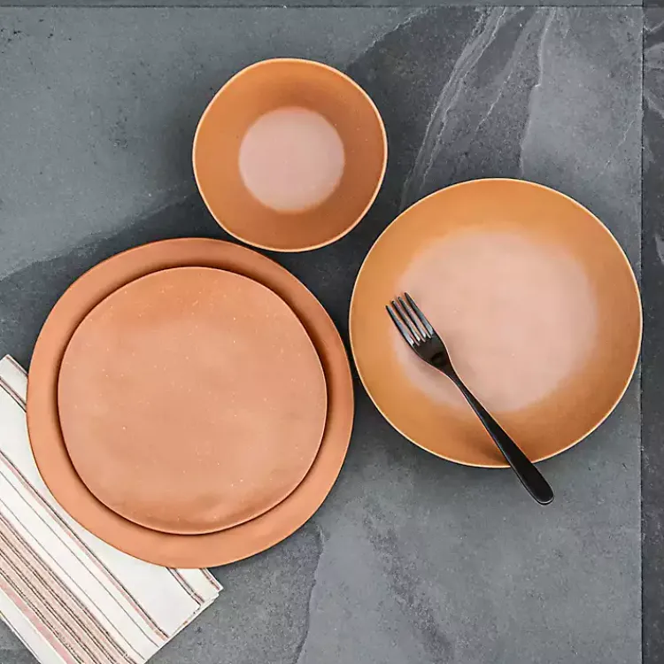Kirklands Home Outdoor Dining|Terracotta Melamine Santal Dinner Plates, Set of 6 Orange