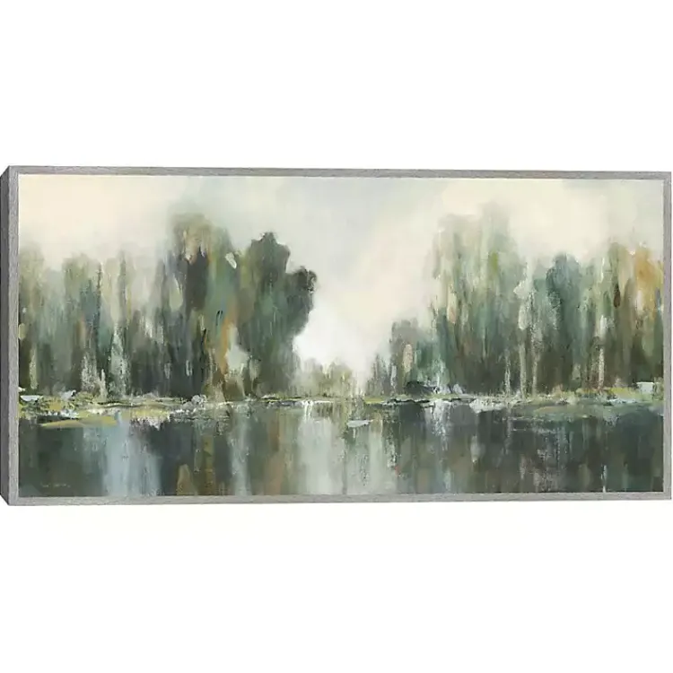 Kirklands Home Canvas Art|Textured Treeline Framed Canvas Art Print Green