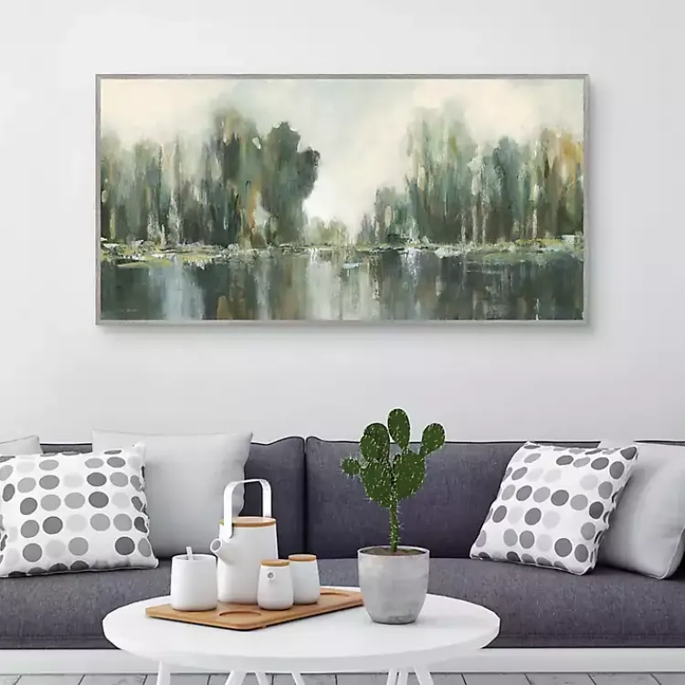 Kirklands Home Canvas Art|Textured Treeline Framed Canvas Art Print Green