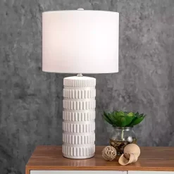 Kirklands Home Table Lamps|Textured Ceramic Table Lamp White