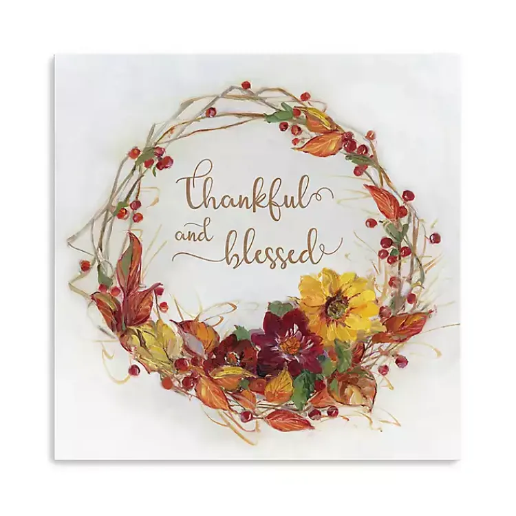 Clearance Thankful & Blessed Harvest Wreath Print, 30x30 Fall