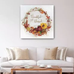 Hot Thankful & Blessed Harvest Wreath Print, 40x40 Fall