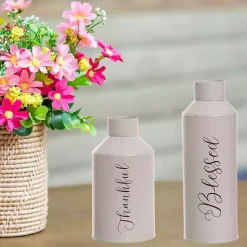 Sale Thankful and Blessed Metal Vases, Set of 2 Fall