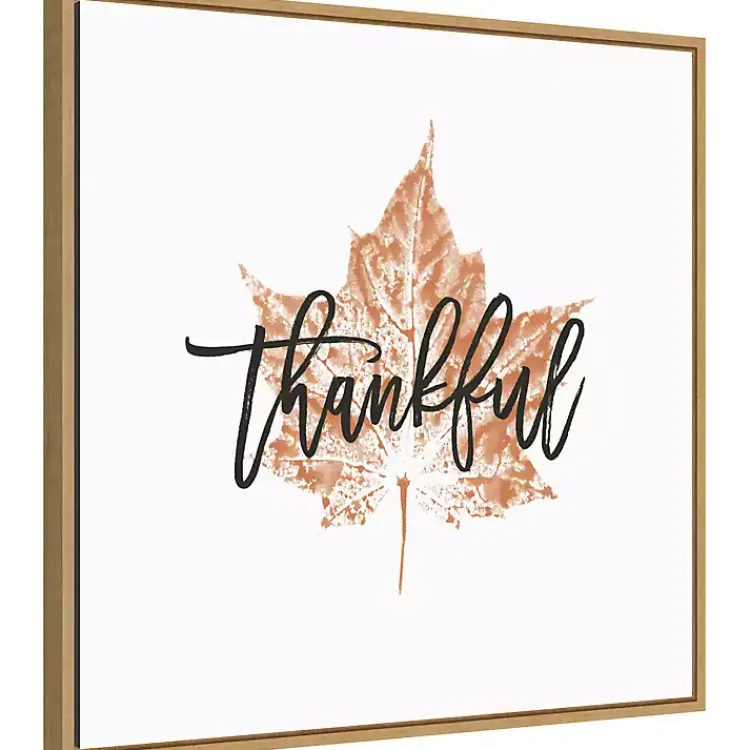 Discount Thankful Leaf Stamp Framed Canvas Art Print Fall