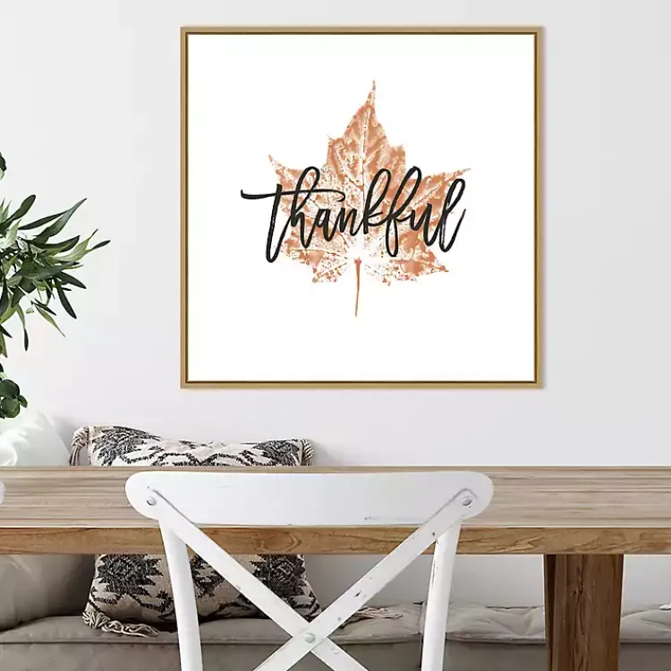 Discount Thankful Leaf Stamp Framed Canvas Art Print Fall