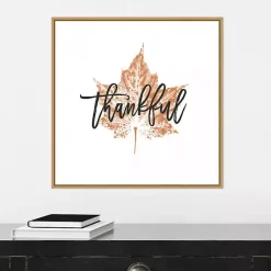 Discount Thankful Leaf Stamp Framed Canvas Art Print Fall