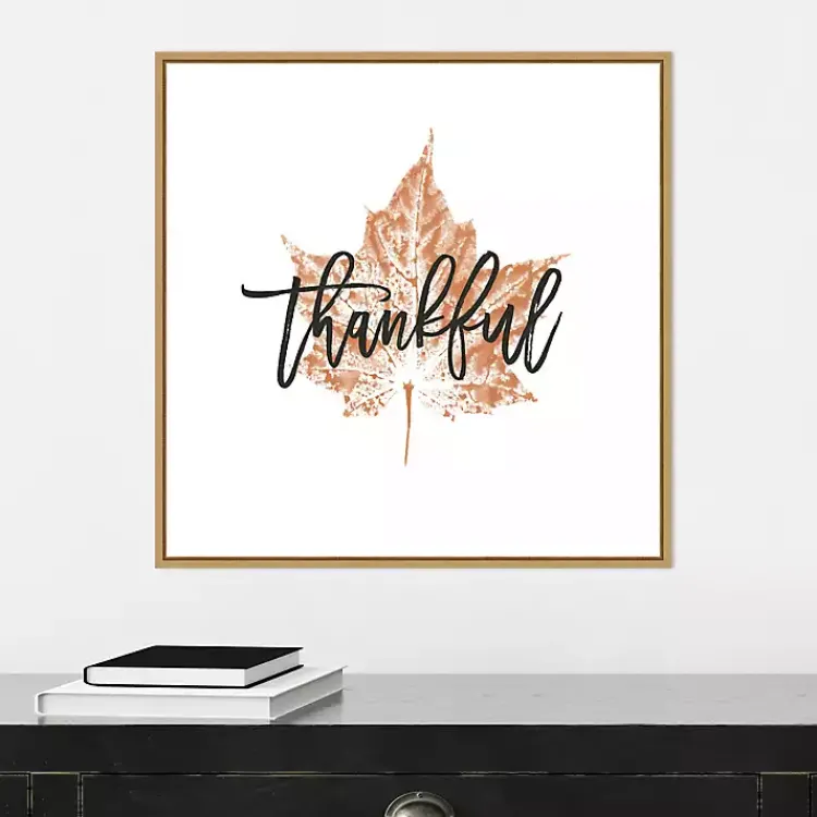 Discount Thankful Leaf Stamp Framed Canvas Art Print Fall