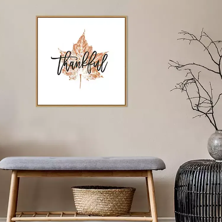 Discount Thankful Leaf Stamp Framed Canvas Art Print Fall
