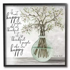 Kirklands Home Wall Quotes & Signs|Thankful People who are Happy Framed Art Print Gray