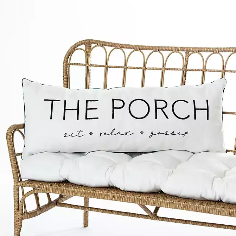 Kirklands Home Outdoor Cushions & Pillows|The Porch Outdoor Lumbar Pillow White