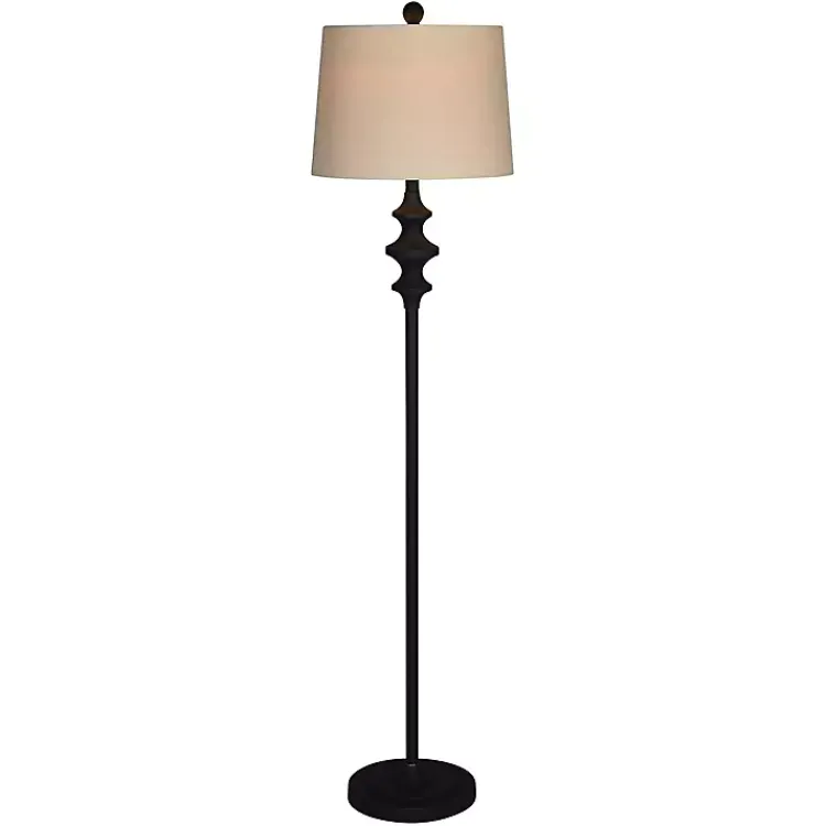 Kirklands Home Floor Lamps|Thelma Matte Black Stem Floor Lamp Tan