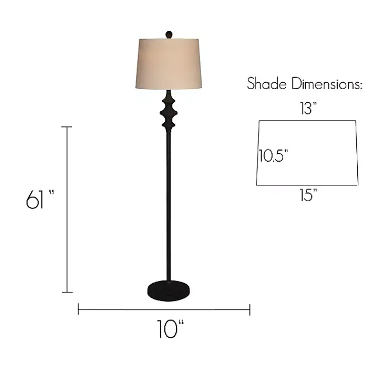 Kirklands Home Floor Lamps|Thelma Matte Black Stem Floor Lamp Tan