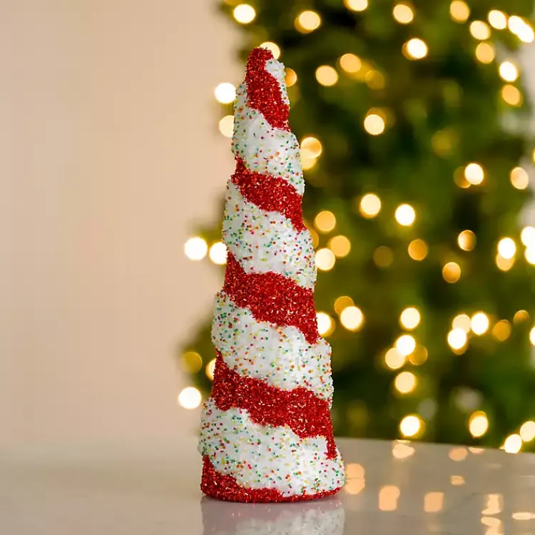 Hot Tinsel Candy Cane Christmas Tree, 18 in. Christmas Decorations
