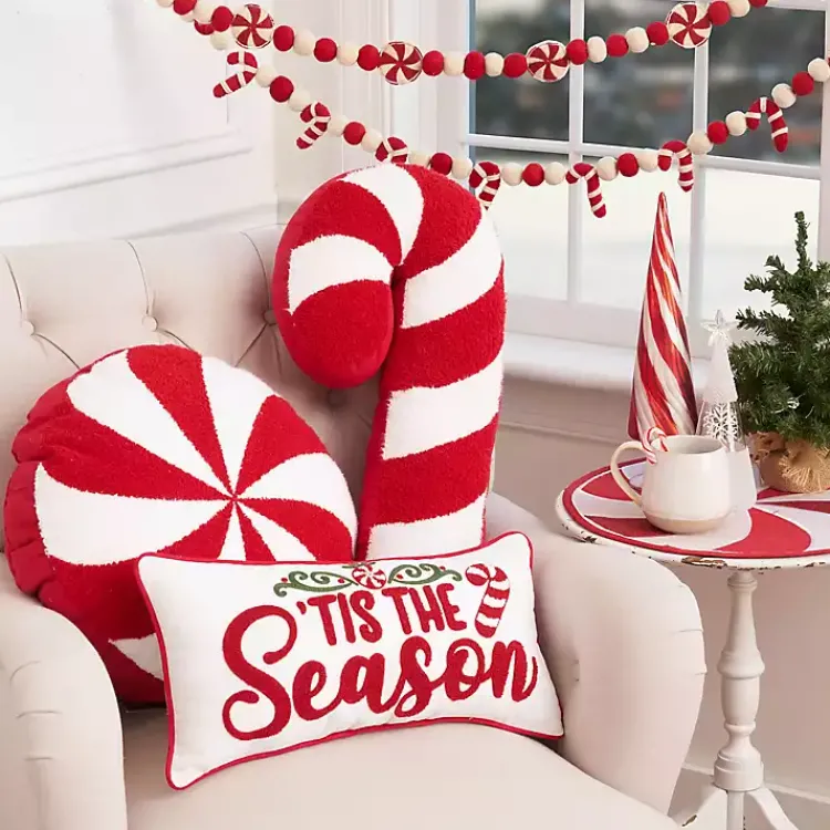 Online Tis the Season Candy Cane Lumbar Pillow Christmas Pillows