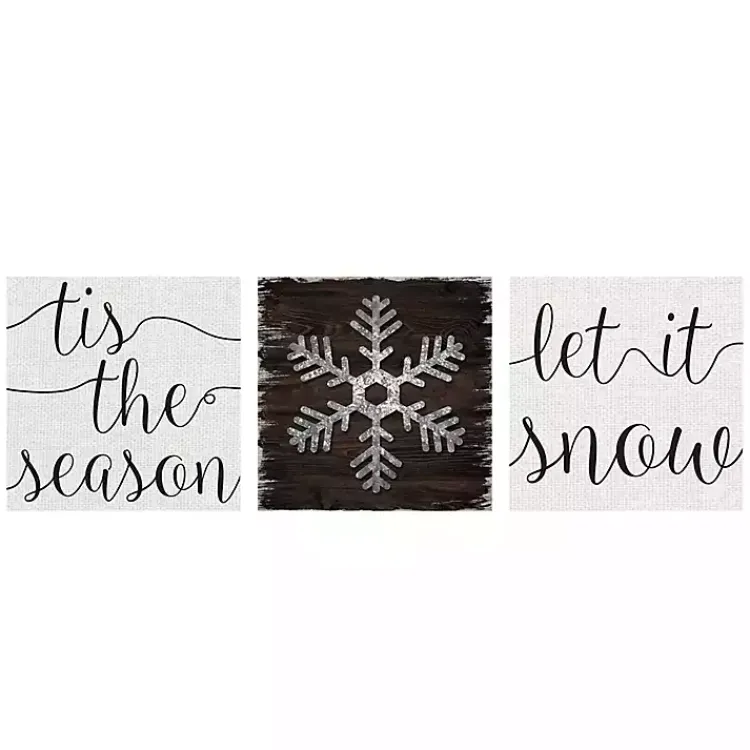 Outlet Tis the Season Canvas Art Prints, Set of 3 Christmas Art & Wall Decor