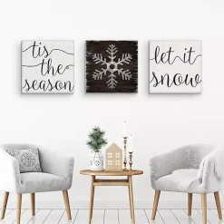Outlet Tis the Season Canvas Art Prints, Set of 3 Christmas Art & Wall Decor